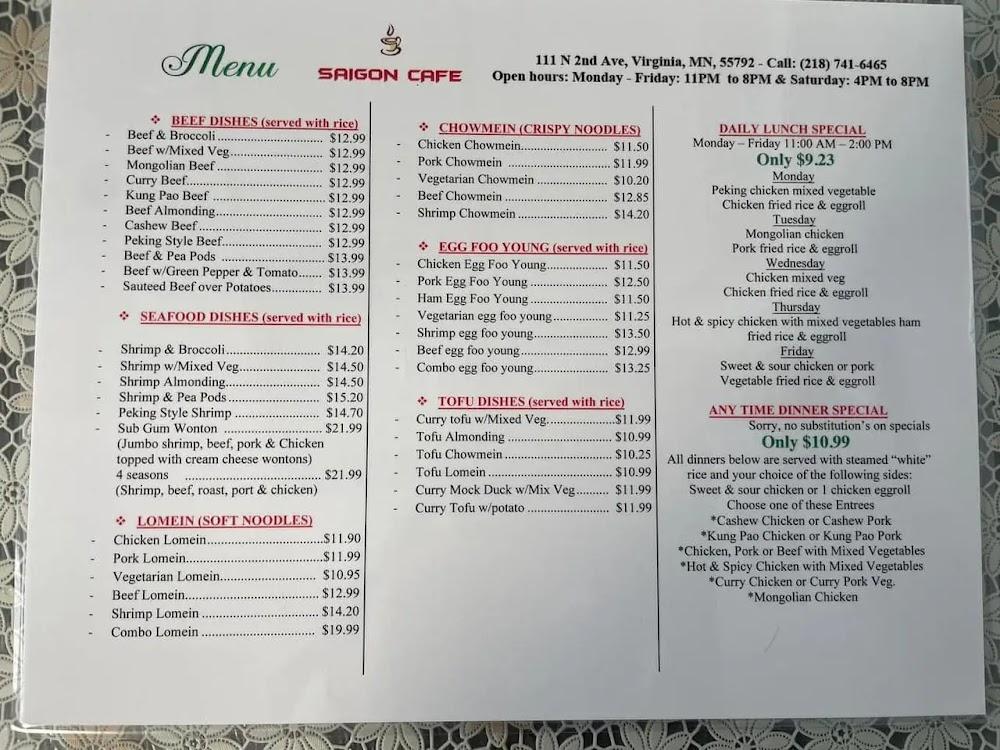 Saigon Cafe Menu image 1